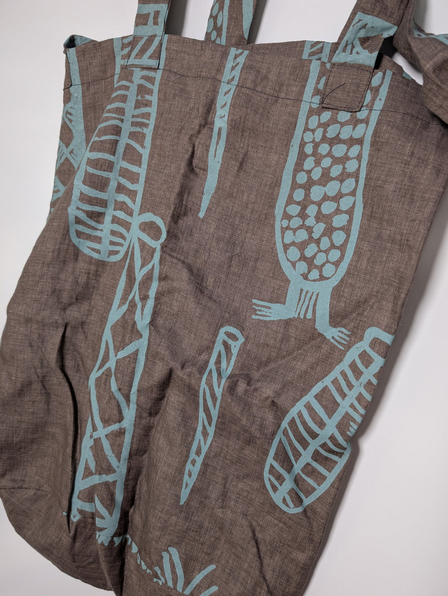 Sunkissed Casa Linen Tote Bag Abstract Print Brown - Image 2