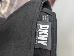 DKNY Linen Wrap Skirt Black Embroidered Hem Size 4 - Image 5