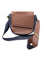 Ginger & Smart Leather Saddle Crossbody Bag Navy and Tan - Image 1
