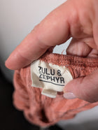 Zulu & Zephyr Striped Gauze Dolphin Hem Shorts Terracotta Size 10 - Image 5