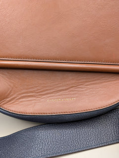 Ginger & Smart Leather Saddle Crossbody Bag Navy and Tan - Image 2