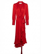 Zimmermann Silk Wrap Midi Dress Red Size 0P - Image 1
