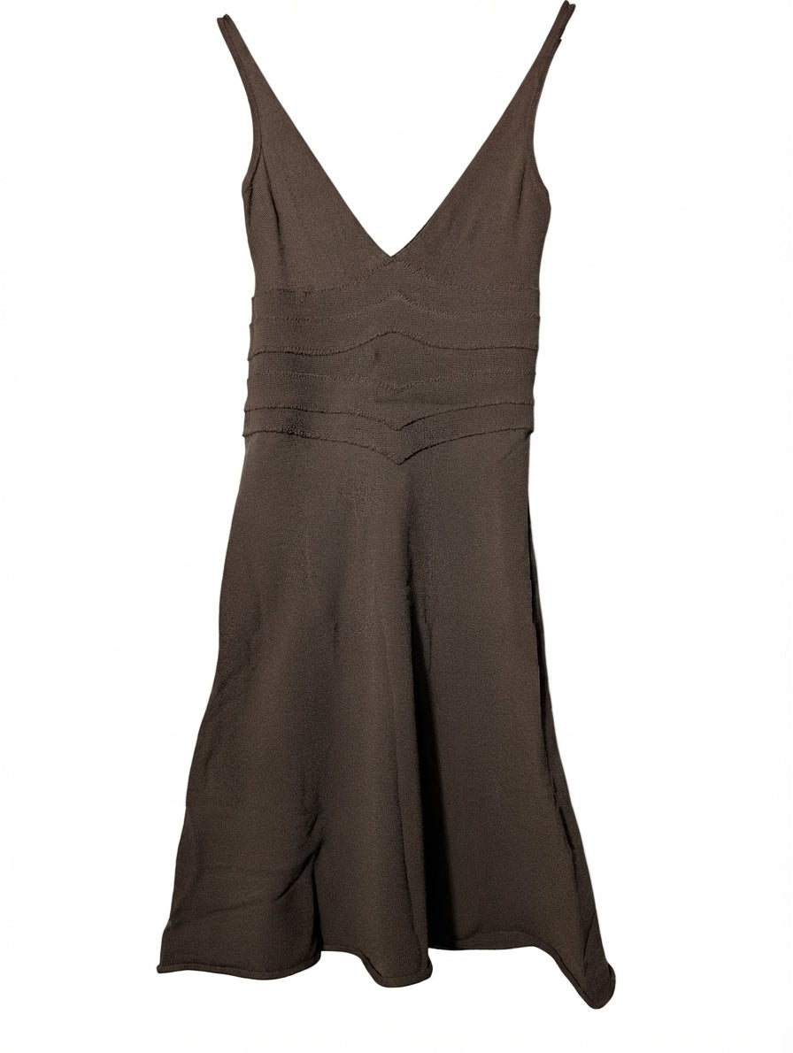 Scanlan Theodore Sleeveless Knit Dress Brown V-Neck Size SM - Image 1