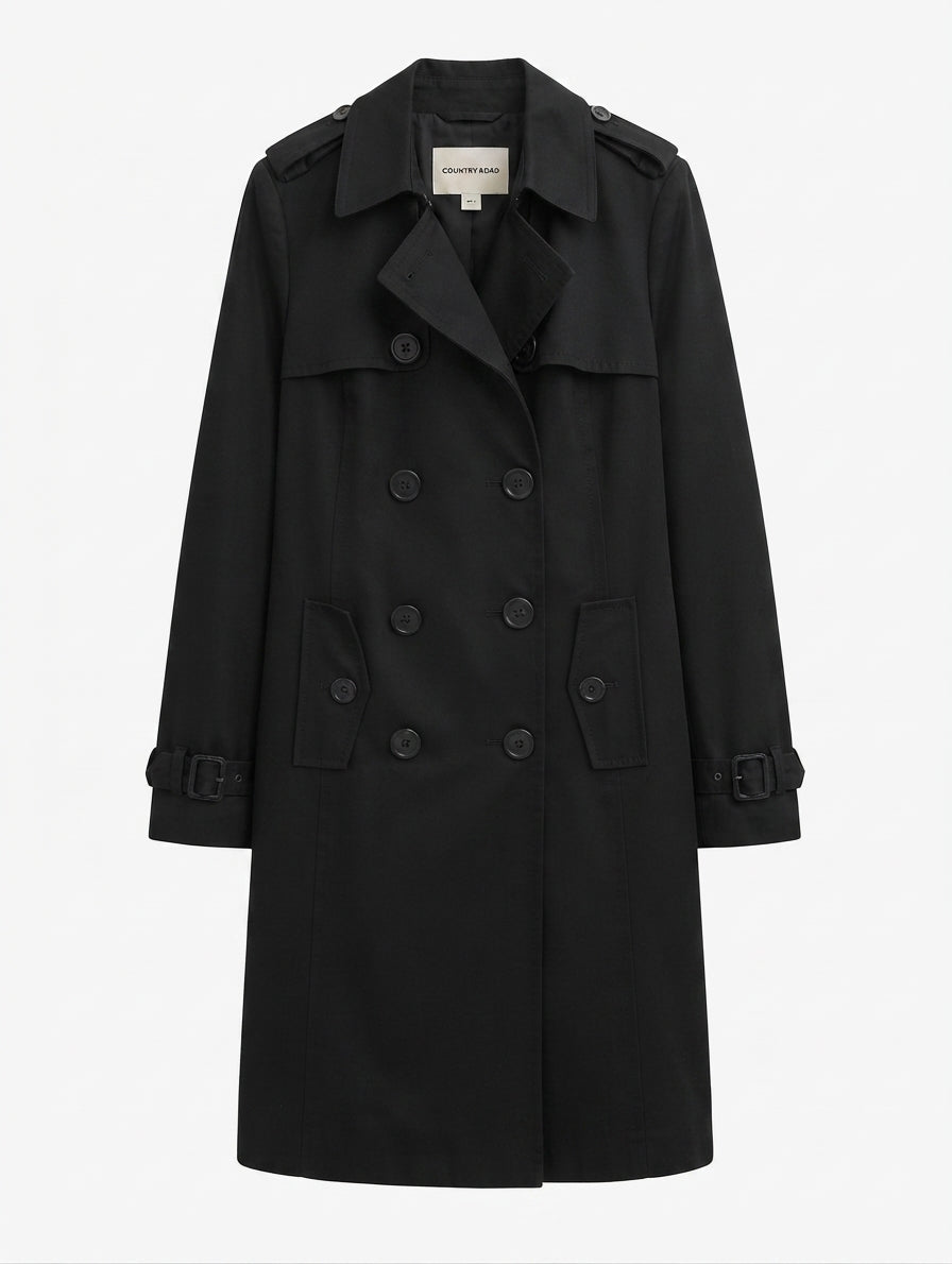 Country Road Double-Breasted Trench Coat Black Size S - Image 1