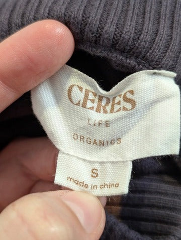 Ceres Life Organic Cotton Knit Midi Skirt Brown & Charcoal Size S - Image 3