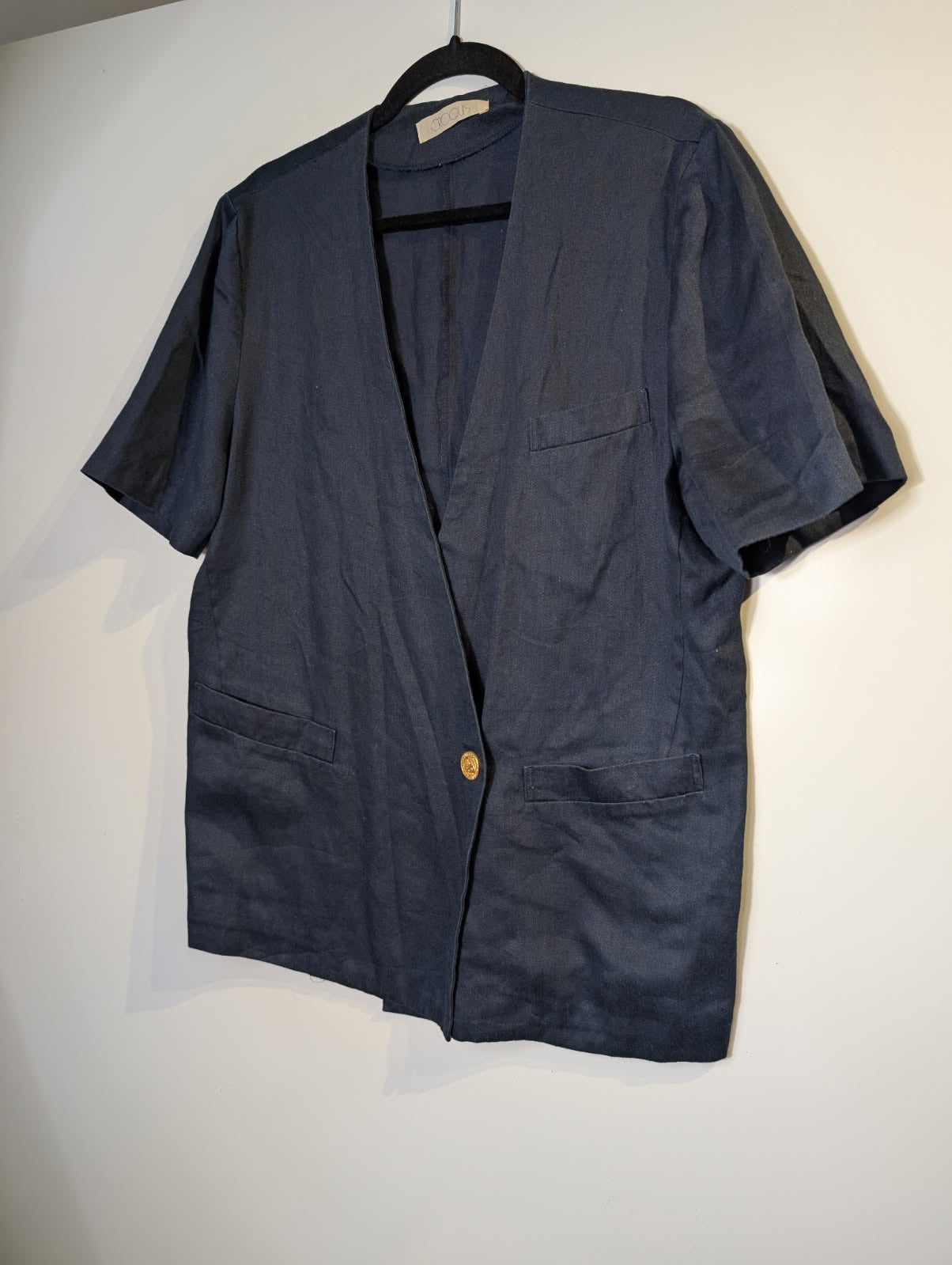 Croqus Navy Linen Blend Short Sleeve Blazer Size 9 AR - Image 2