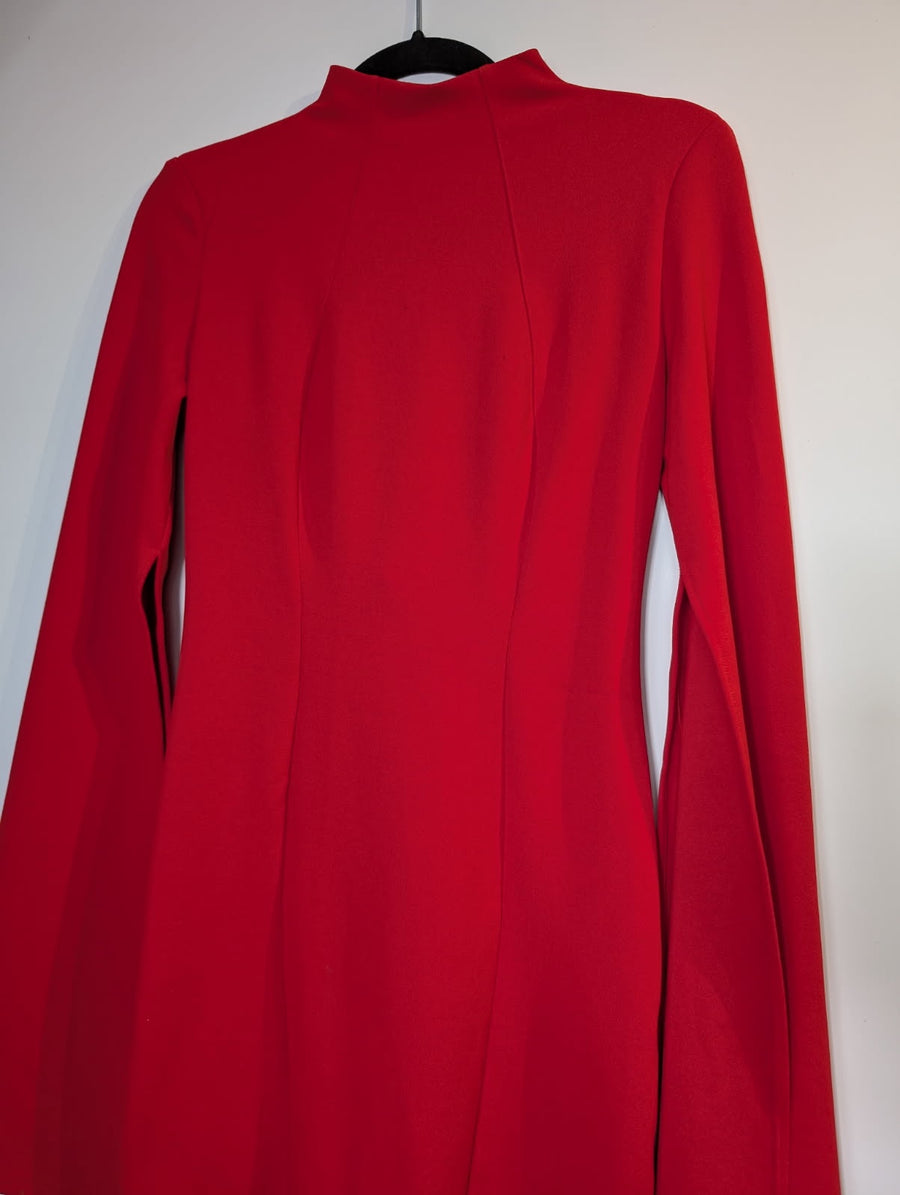 Mossman Red Mock Neck Mini Dress With Flared Sleeves AU 8 - Image 5