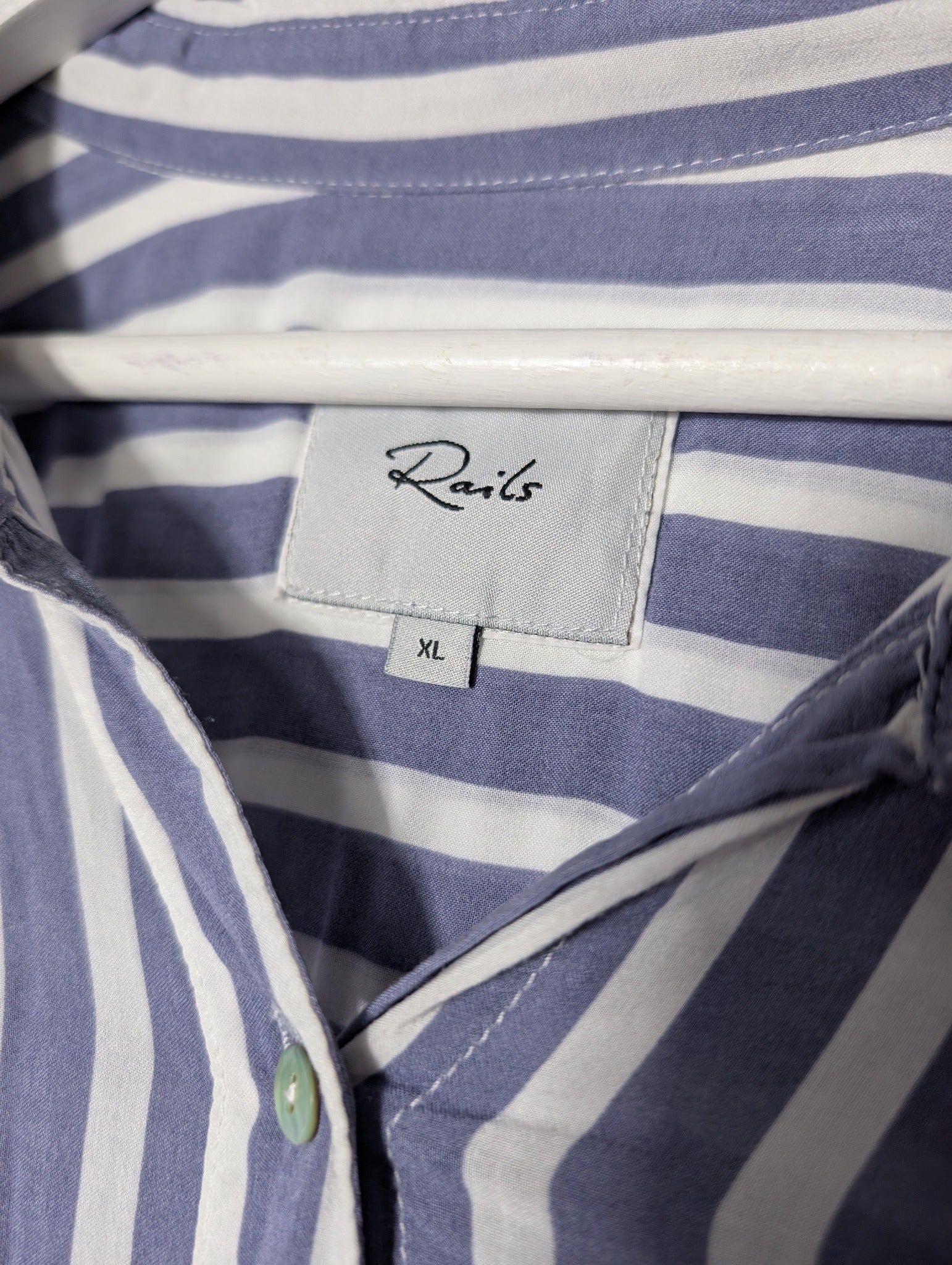 Rails Josephine Button-Down Shirt Blue and White Stripe XL - Image 4