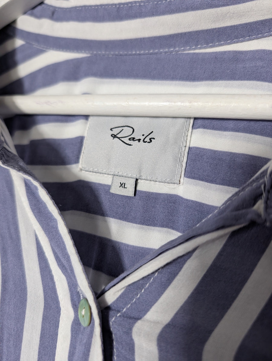 Rails Josephine Button-Down Shirt Blue and White Stripe XL - Image 4