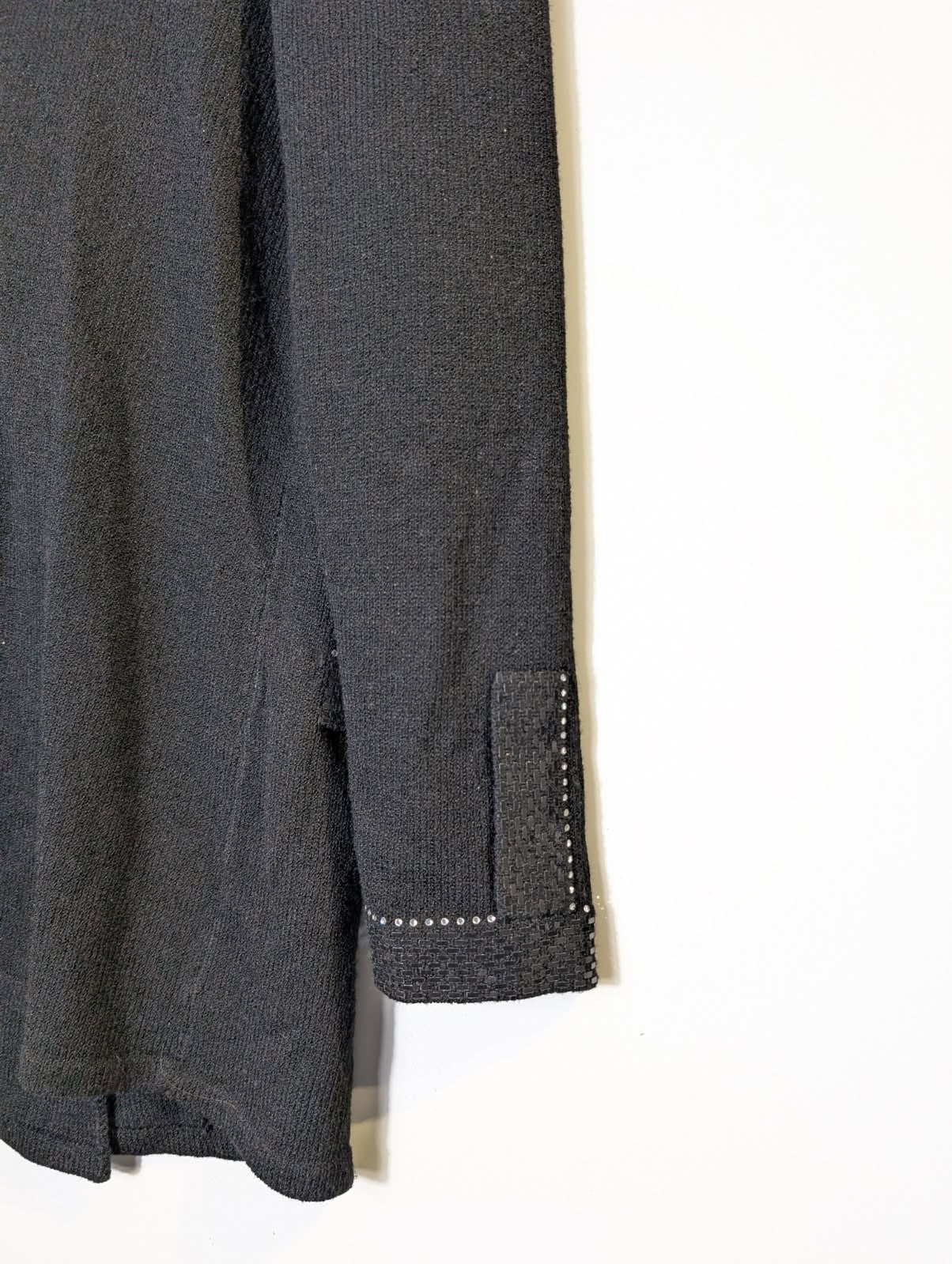 Toula Vintage Black Knit Cardigan Jacket with Sequin and Rhinestone Trim Size 4 - Image 8
