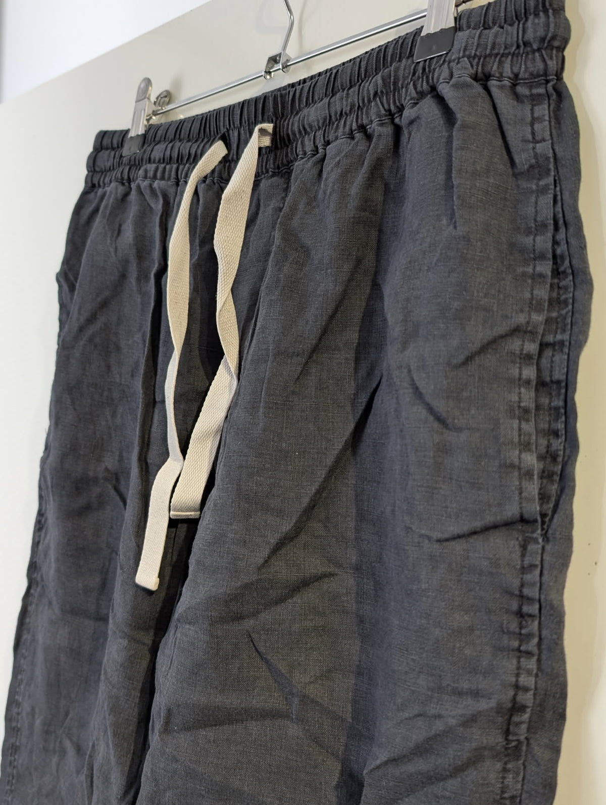 Assembly Label Linen Trousers Grey Elastic Waist Size 8 - Image 6