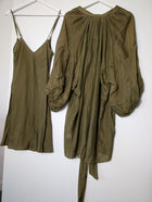 Ginger & Smart Silk Blouse and Slip Set Olive Green Size 8 - Image 6