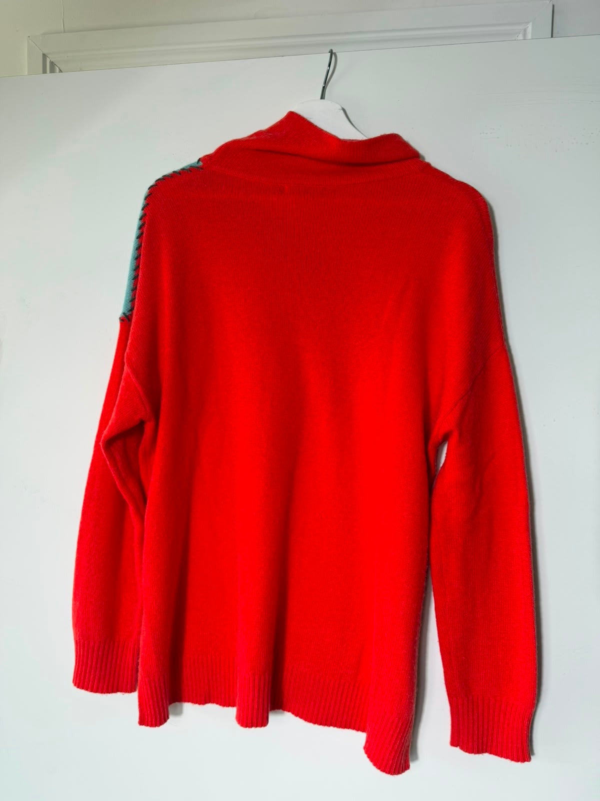 Zaket & Plover Colorblock Turtleneck Sweater Red and Teal Size M - Image 5