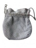Vintage Reversible Beaded Drawstring Pouch Bag Black and White - Image 2