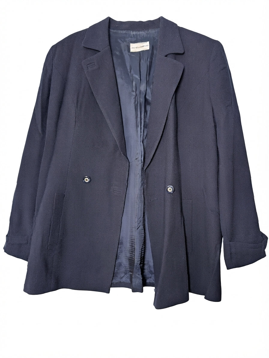 Anthea Crawford Wool Double-Breasted Blazer Navy Blue Women's AU 14 - Image 1