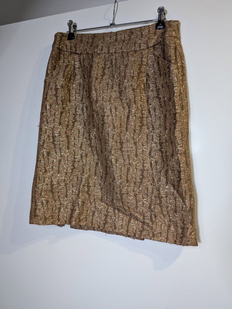 J.Crew Metallic Gold Textured A-Line Skirt Size 6 - Image 2