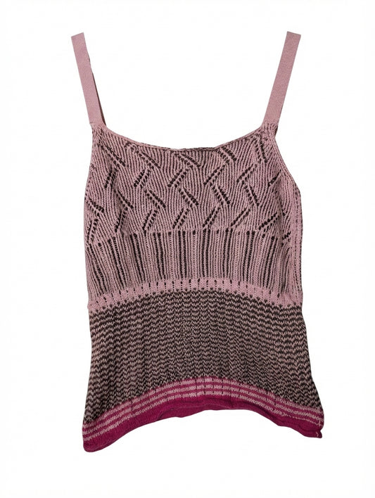 Dries Van Noten Knit Tank Top Pink & Brown Small - Image 1