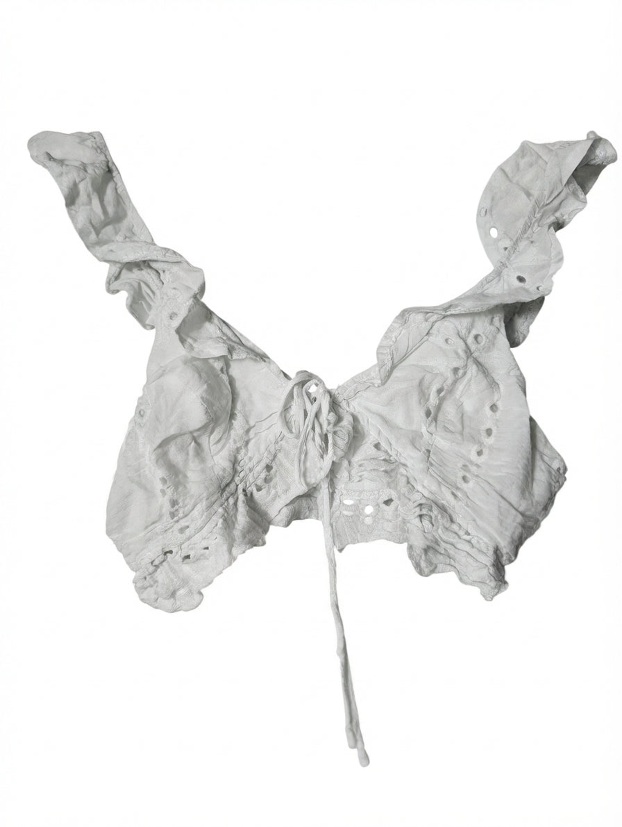 Harper & Me Eyelet Lace Ruffle Crop Top White Size 10 - Image 1