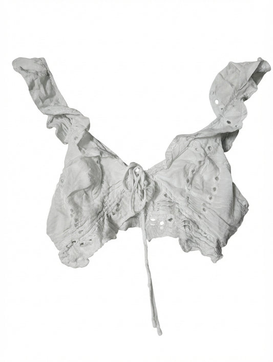 Harper & Me Eyelet Lace Ruffle Crop Top White Size 10 - Image 1