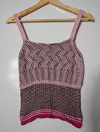 Dries Van Noten Knit Tank Top Pink & Brown Small - Image 3