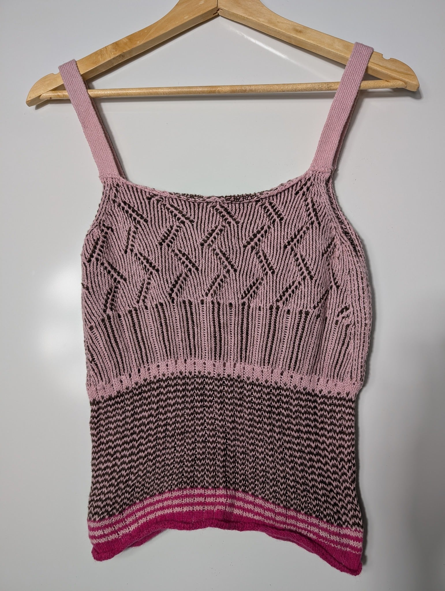 Dries Van Noten Knit Tank Top Pink & Brown Small - Image 3