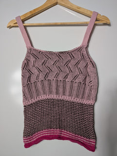 Dries Van Noten Knit Tank Top Pink & Brown Small - Image 3