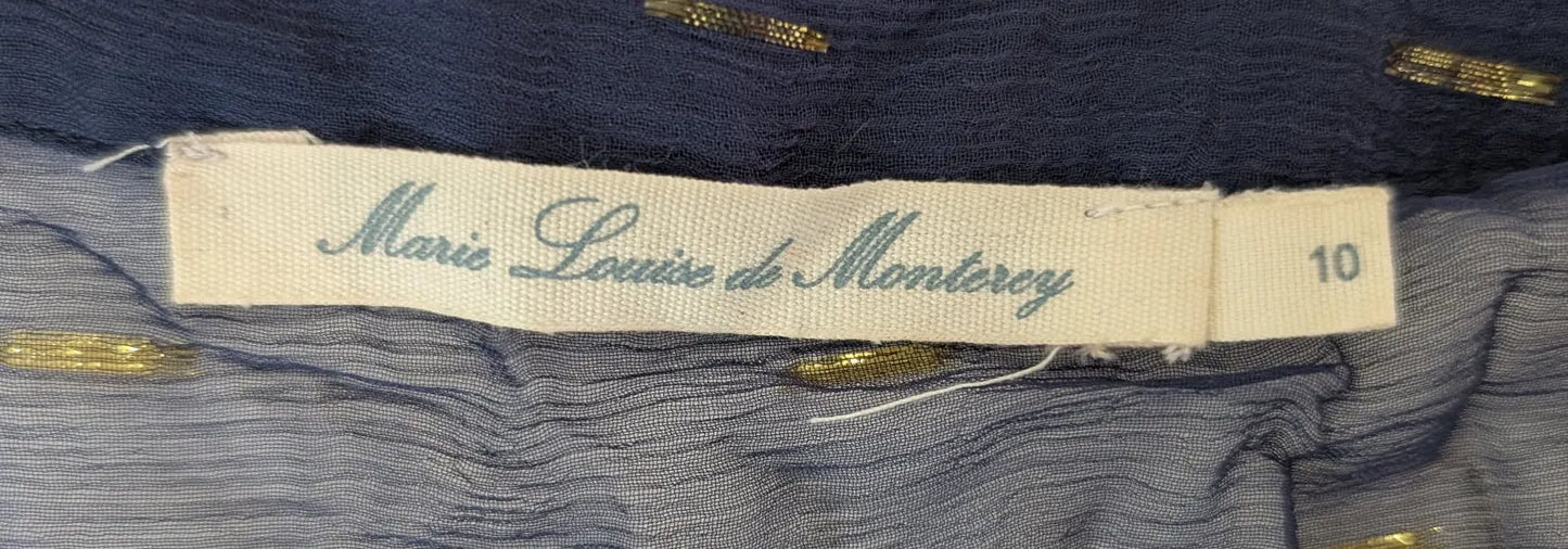 Marie Louise de Monterey Navy Viscose Lurex Long Sleeve Dress - Image 6