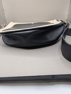 Ginger & Smart Leather Saddle Crossbody Bag Cream & Navy - Image 5