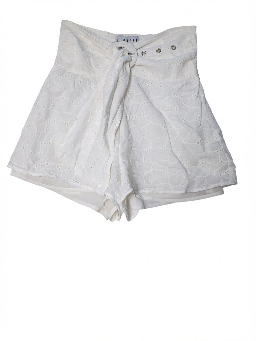 Lioness Eyelet Tie-Front Shorts White Women's XS - Image 1