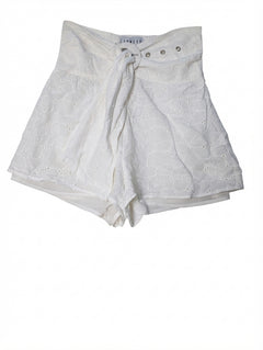 Lioness Eyelet Tie-Front Shorts White Women's XS - Image 1