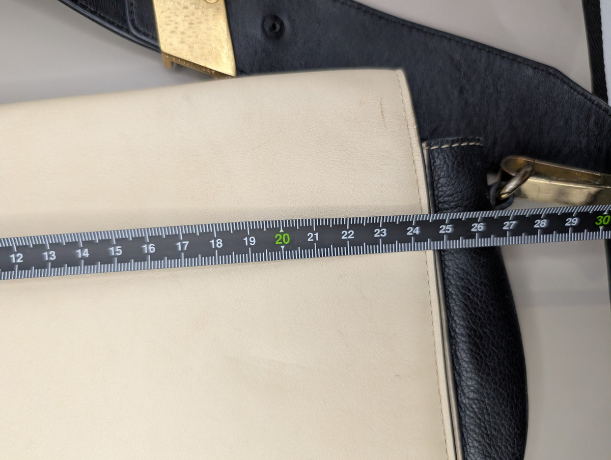 Ginger & Smart Leather Saddle Crossbody Bag Cream & Navy - Image 7