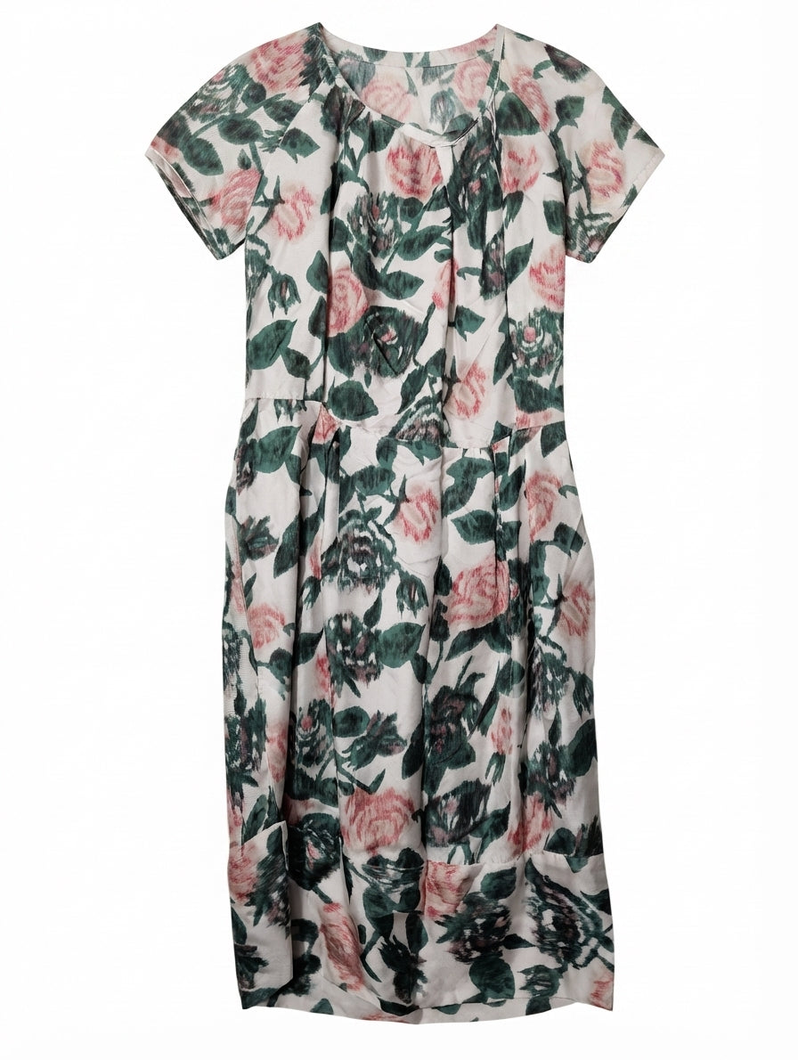 Lee Mathews Floral Print Silk Midi Dress Size 1 - Image 1
