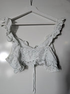Harper & Me Eyelet Lace Ruffle Crop Top White Size 10 - Image 4