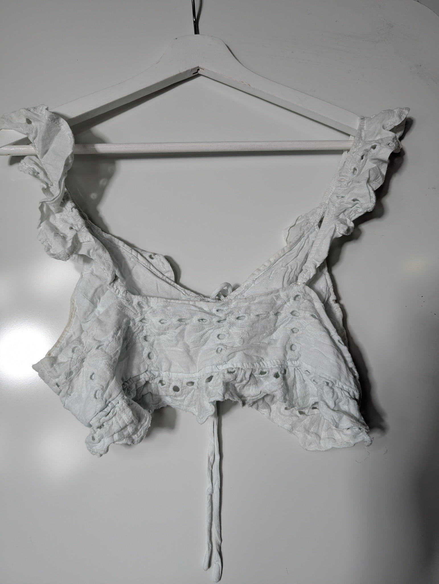 Harper & Me Eyelet Lace Ruffle Crop Top White Size 10 - Image 4