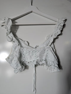 Harper & Me Eyelet Lace Ruffle Crop Top White Size 10 - Image 4