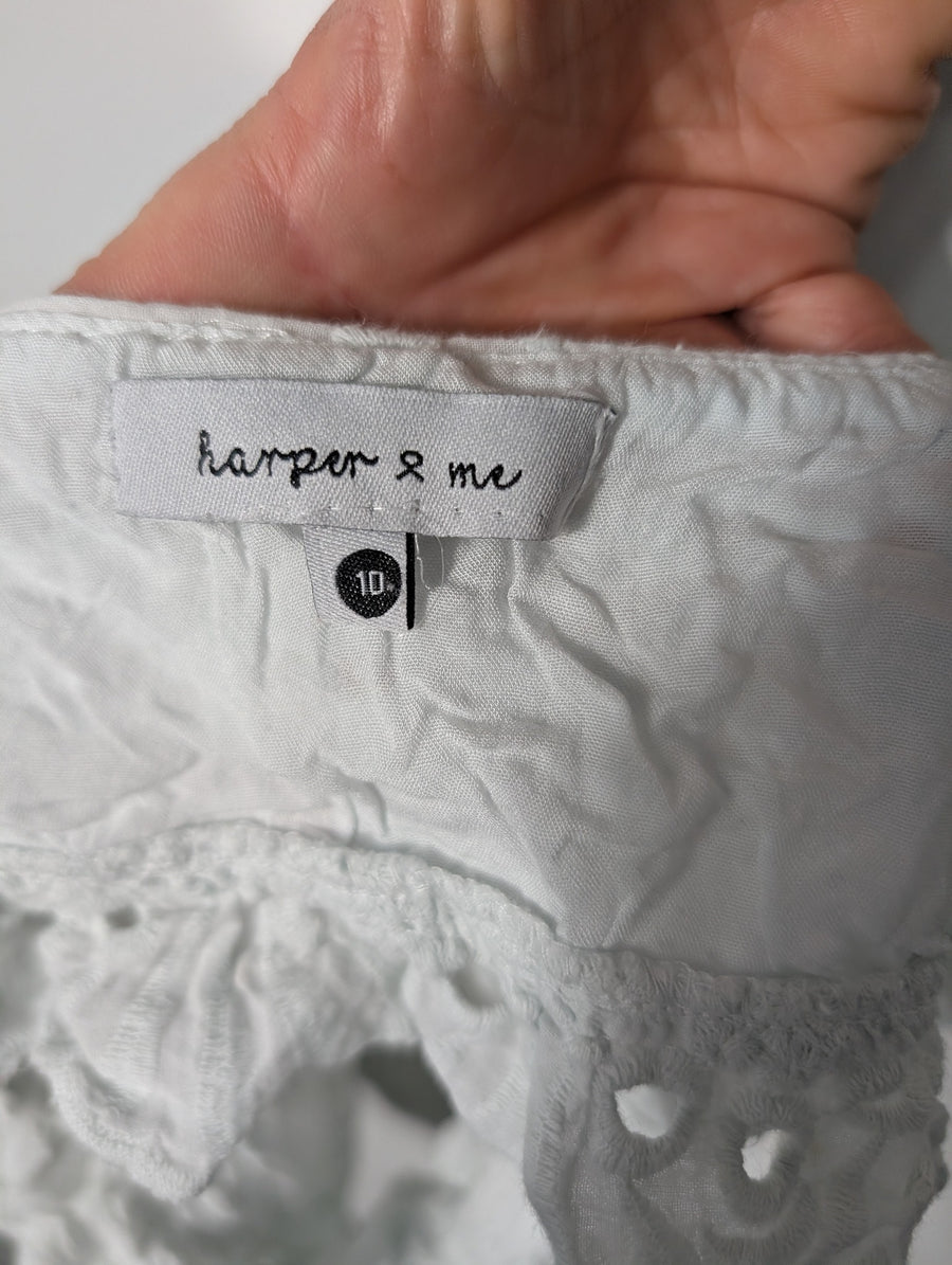 Harper & Me Eyelet Lace Ruffle Crop Top White Size 10 - Image 5