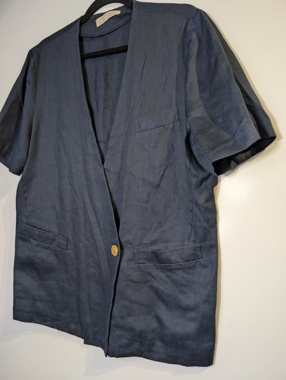 Croqus Navy Linen Blend Short Sleeve Blazer Size 9 AR - Image 3