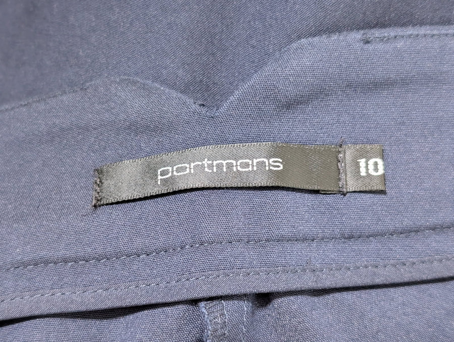 Portmans Sailor-Style High-Waisted Trousers Navy Blue Women's Size 10 - Image 2