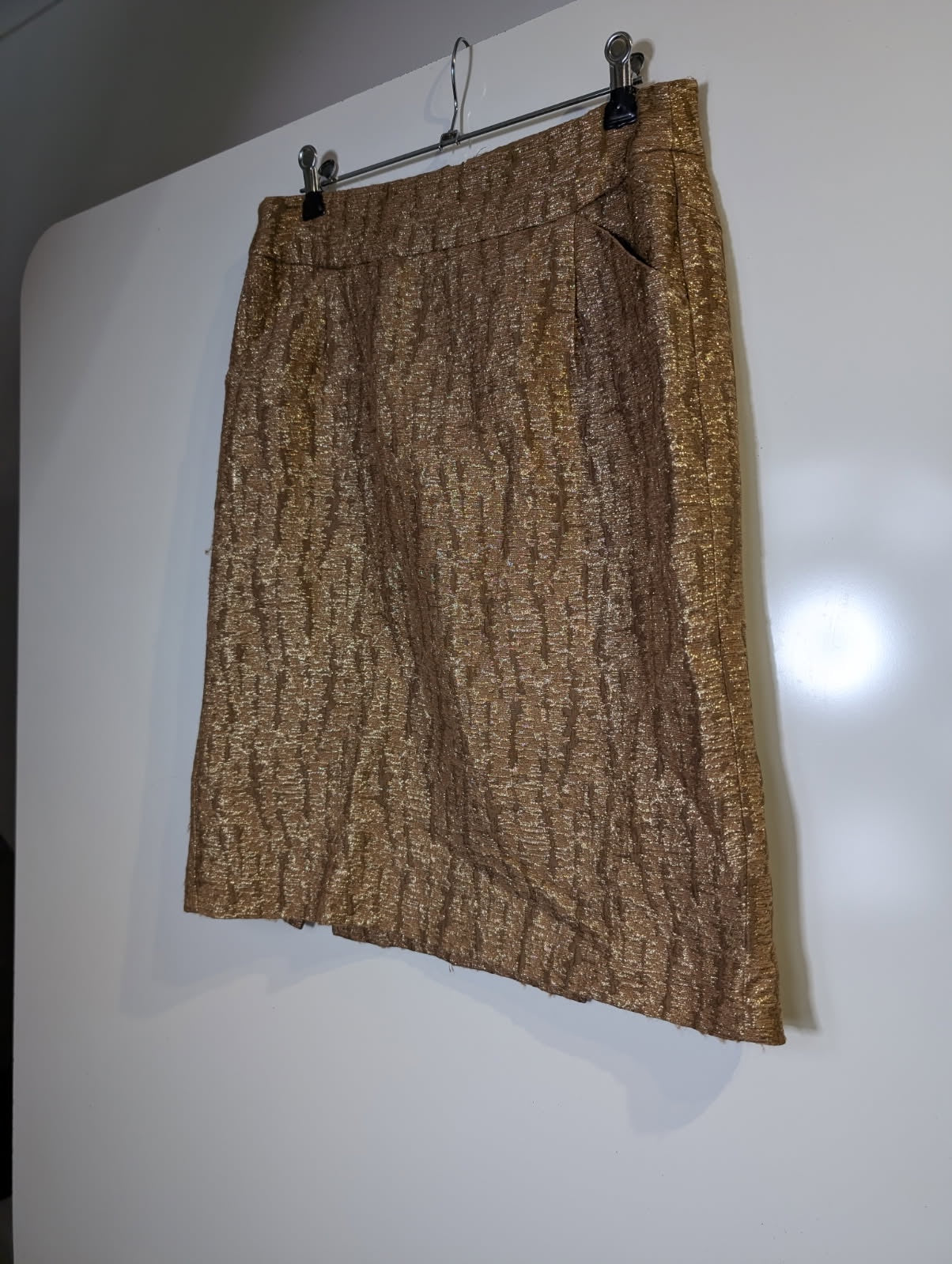 J.Crew Metallic Gold Textured A-Line Skirt Size 6 - Image 3