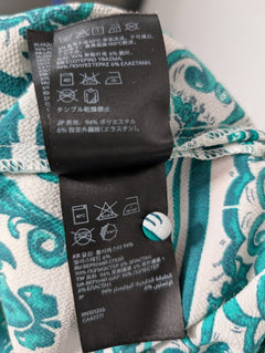 H&M Long Sleeve Blouse Green and White Tile Print US 6 - Image 2