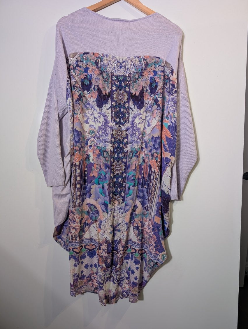 Camilla Australia Lavender Knit & Silk Floral Embellished Tunic - OS - Image 2