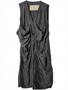 Frey Sleeveless Draped Dress Charcoal Grey Size 10 - Image 1