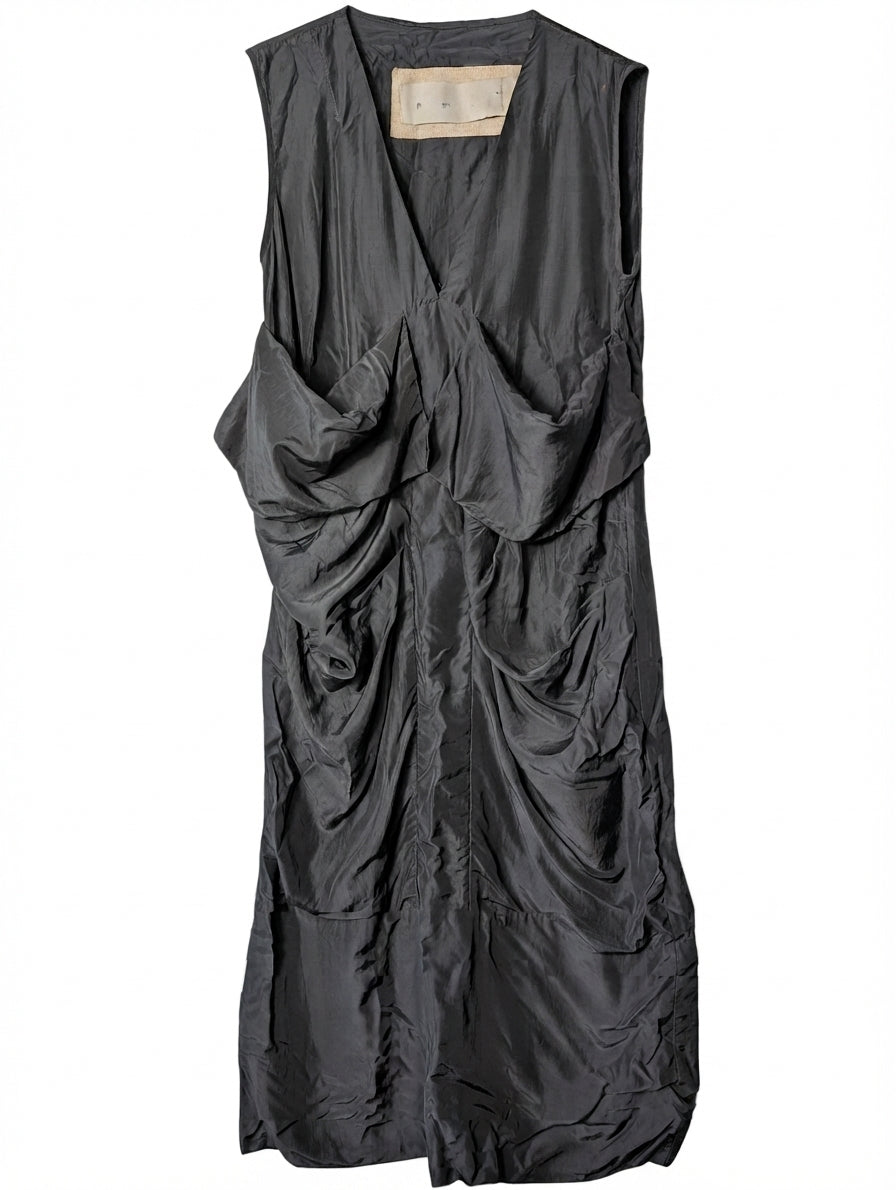 Frey Sleeveless Draped Dress Charcoal Grey Size 10 - Image 1