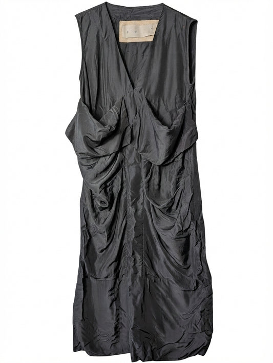 Frey Sleeveless Draped Dress Charcoal Grey Size 10 - Image 1