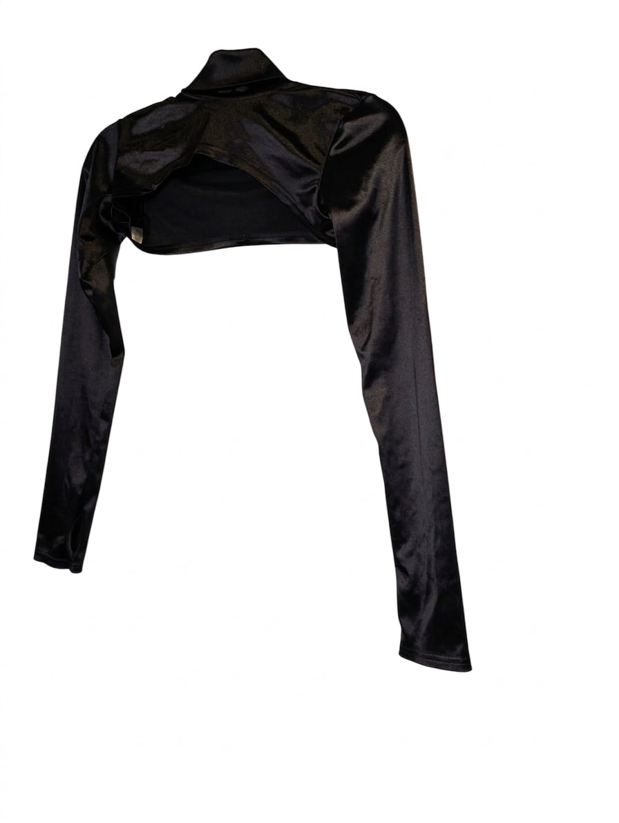 I.AM.GIA Black Satin Mock Neck Bolero Shrug Size S - Image 1