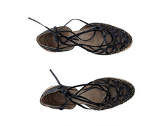 Dries Van Noten Lace-Up Espadrille Sandals Black Size 37.5 - Image 1