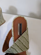 Topshop Croc-Embossed Leather Wedge Mules Sage Green EU 37 - Image 4