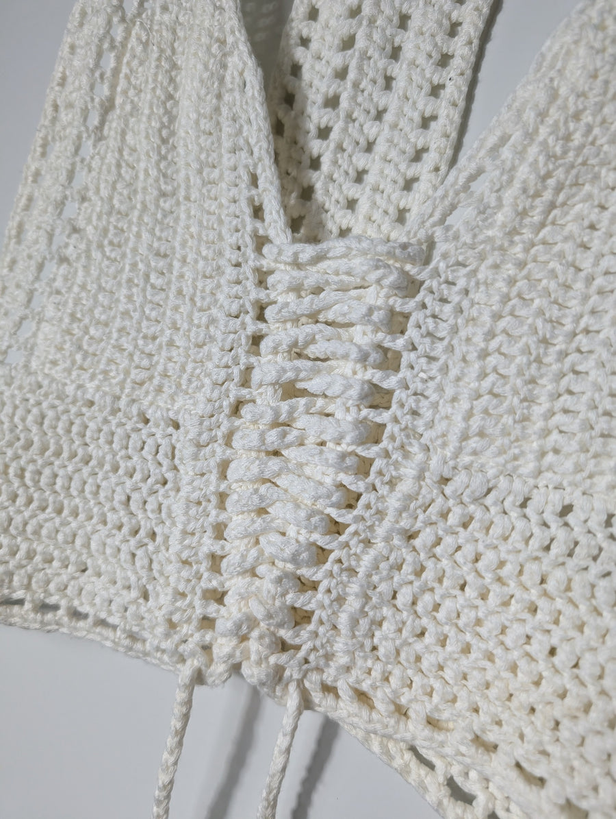 Harper & Me Eyelet Lace Ruffle Crop Top White Size 10 - Image 8