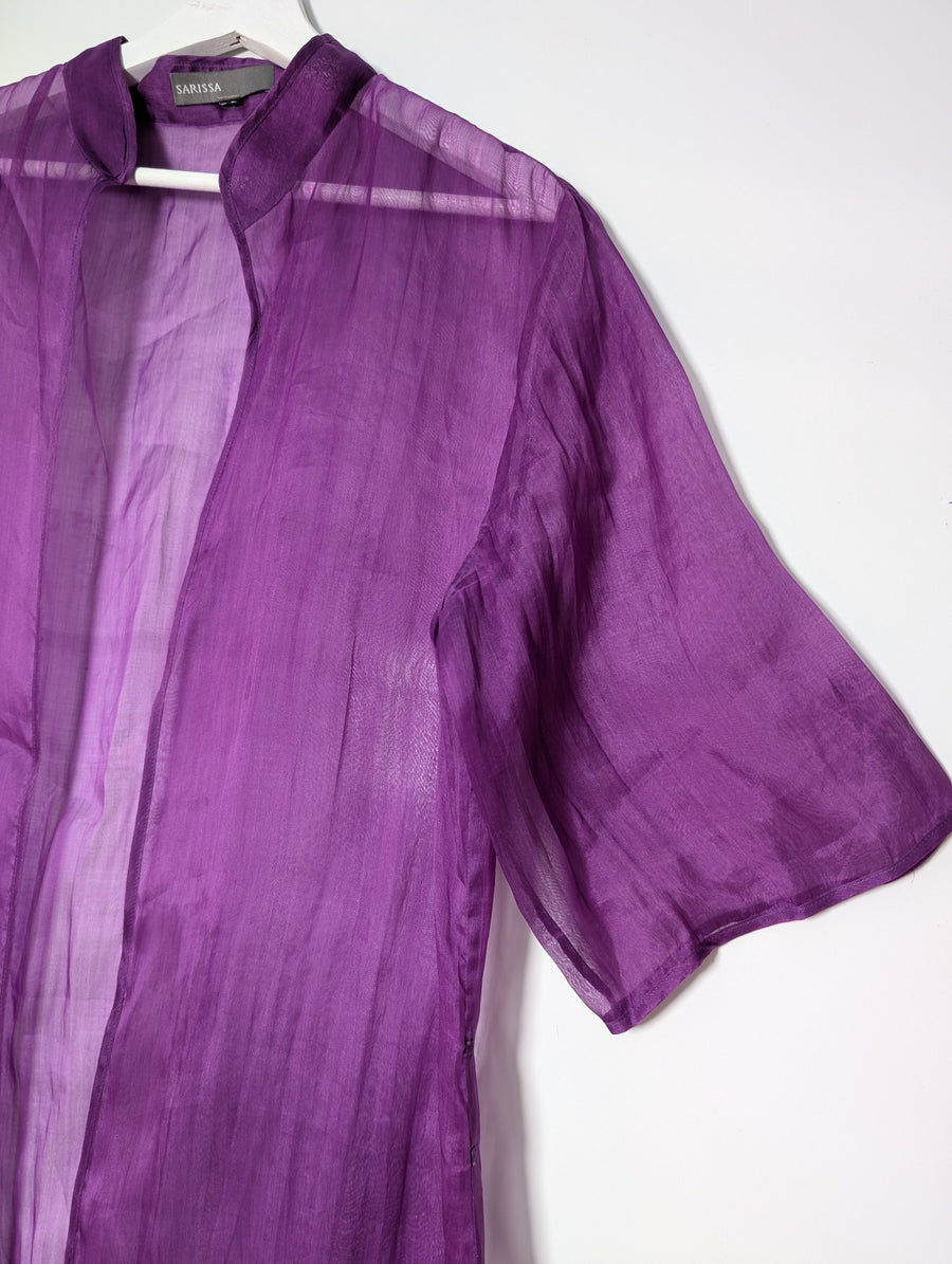 SARISSA Sheer Silk Kimono Cardigan Purple - Image 2