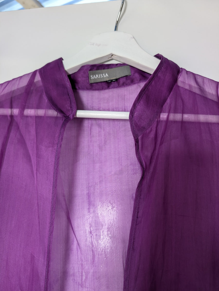 SARISSA Sheer Silk Kimono Cardigan Purple - Image 3
